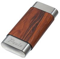 Personalized Visol Carver Wood and Steel Cigar Case (3 Cigars) with Free Engraving