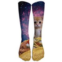 Funny Space Kitty Tacos Custom Long Tube Stockings Knee High Sports Comprssion Socks