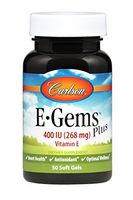 Carlson - E-Gems Plus, 400 IU (268 mg), Natural-Source Vitamin E, Heart Health & Optimal Wellness, Antioxidant, 50 Soft Gels