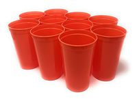 CSBD Stadium 22 oz. Plastic Cups, 10 Pack, Blank Reusable Drink Tumblers for Parties, Events, Marketing, Weddings, DIY Projects or BBQ Picnics, No BPA (Orange)