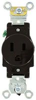 Leviton 5261 15 Amp, 125 Volt, Industrial Heavy Duty Grade, Single Receptacle, Straight Blade, Self Grounding, Brown