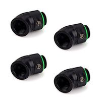 Bitspower Touchaqua  G1/4" Male to Female Extender Fitting, 45° Angle Rotary, Glorious Black, 4-pack