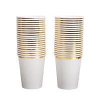 Geeklife White Paper Cups with Sparkly Gold Foil Dots,Disposable Gold Paper Cups 9oz,40 pcs
