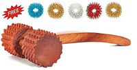 Accupressure High Quality Wooden 2. Wheel Body Massager for, Acupressure Wooden Roller Massager + Sujok Ring 5. pc (Multicolour)