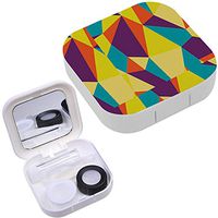 Portable Contact Lens Case Box Travel Kit Mirror + Bottle + Tweezers Container Holder [ Decorative Geometric ]