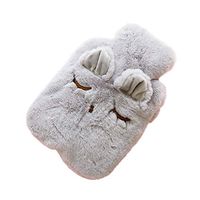 Kanngest Premium Classic Rubber Hot Water Bottle with Cute Closed Eye Rabbit Gray Soft Fleece Cover Great for Pain Relief, Hot and Cold Therapy