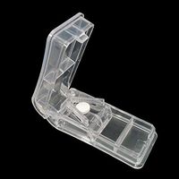 Excellent Portable Clear Pill Splitter, Effective Finger Protecting Pill Cutter with Safe Shield for Big and Small Pills, Vitamin Cutter with V-Grip and Two Devided Pill Compartments (Clear)