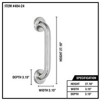 Alpine Industries Stainless Steel Safety Grab Bar - for Bath, Shower & Bathroom - (24 Inch)