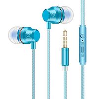 Earbuds Stereo Headphones in-Ear Earphones with Microphone Mic Wired Earphone Compatible iPhone iPod iPad Samsung Android Smartphones Tablet Laptop 3.5mm Jack-Blue
