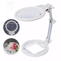 Standing Magnifying Glass Large Lamp with Led Light and Stand Magnifier Loupe Visor 2.5X 5X Hands-Free for Close Work,Repair,Sewing,Crafts