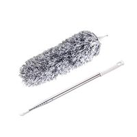 Microfiber Duster with Stainless Steel Extension Pole Up to 100 inches - Extra Long Flexible Extendable Bendable Duster for Cleaning High Ceiling Fan, Roof, Keyboard, Furniture, Cobweb (Gray)