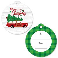 Big Dot of Happiness Merry Little Christmas Tree - Red Car Christmas Party to and from Favor Gift Tags (Set of 20)