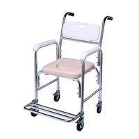 FeiQiangQiang Aluminum Shower Chair Bedside Commodes for Adults Home Elderly Pregnant Women with Wheels Moving Chairs Toilet Chair (Color : White)