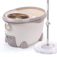 Rotary Mop Set,Stainless Steel 360 Spin Mop & Bucket Floor Cleaning System Included Handle with 2 Microfiber Mop Heads for All Types of Floor