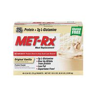 MET-Rx Original Whey Protein Powder,Meal Replacement Shakes, Low Carb, Gluten Free, Original Vanilla, With Vitamin A, Vitamin C, Vitamin D, and Zinc to Support Immune Health, 2.54oz. Packets, 40 Count