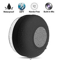 GANSS Waterproof Bluetooth Shower Speaker,New Pool Wireless Portable Speakers with Suction Cup Handsfree, Up to 4-Hour Playtime, Built-in Microphone for Calls for iPhone, iPod, iPad, Samsung(Black)