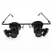 ElectroOptix 20X Magnifying Eyeglasses with Double LED Lights for Jeweler Watch Improving Repairing Precision Black