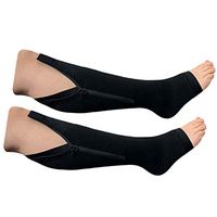 HealthyNees Big Tall Plus Size Wide Calf & Extra Wide 20-30 mmHg Open Toe Medical Compression Leg Swelling Circulation Men Women Socks (Black With Zipper, Extra Wide Calf 5XL)