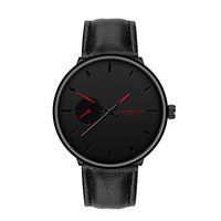 Men's Analog Quartz Watch, Simple Simgle Eye Decor Minimalist No Number Scale Dial Business Wristwatch with Leather Belt Jewelry Gifts (Red)