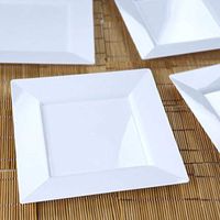 Efavormart 50 Pcs - White 8" Square Disposable Plastic Plate Dinner Plates for Wedding Party Banquet Events Decoration