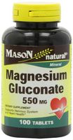 Mason Natural, Magnesium Gluconate 550 Mg Tablets, 100-Count Bottles (Pack of 3), Dietary Supplement Supports Muscle Regulation, Nerve Function, Blood Pressure, Bone Formation, and Heart Health
