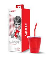 CuteSips Kids Drinking Cups Lids And Straws (By Sipoes TM ) -NEW PRODUCT - Big Red Cup In Small