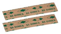 PM Company $5/SecurIT Kraft Flat Dime Coin Wrappers, 3.37 Inches Length, Brown/Green, 20,000/Carton (53010)