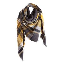 Theoylos Women's Blanket Oversized Tartan Scarf Wrap Ladies Warm Shawl Plaid Cozy Scarves Checked Pashmina Scarf Shawl Yellow
