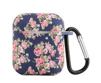 Norbairp Blue Floral Compatible for Airpods 1&2 Case,360¡ã Shockproof Silicone Case Cover,Portable& Equiped with Keychain