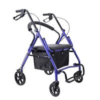 Rolling Walkers Shopping Trolley Folding Wheelchair Elderly Helper Portable Storage Scooter with A Grocery Shopping Cart Gift Can Bear 100 Kg (Color : Blue, Size : 706085-95cm)