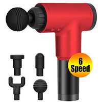 ZPILLOWC 6 Speeds Massage Gun,Deep Tissue Percussion Muscle Massage Gun,Cordless Handheld Super Quiet Massager with 4 Replacement Heads (Red)