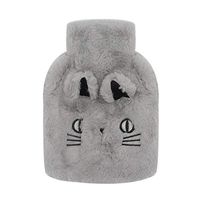 1 Liter Transparent Rubber Hot Water Bottle with Plush Fleece Cover, Soft Warm Water Bag Hand Feet Belly Warmer