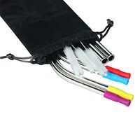 Reusable Stainless Steel Straws With Silicone Tips For Kids Extra Long 8.5" &10.5" -Set of 6 For 20 30 OZ Tumblers Yeti Boba Smoothies - 2 Straight Wide 0.35" + 4 Bent 0.24" + 3 Cleaning Brushes