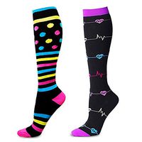 Compression Socks Women 2 Pairs Knee High Stocking Stretchable 15-25 mmHG