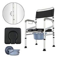 HLDWXN Foldable Shower Chair, Old Man Toilet Shower Dual-Use Chair, Mobile Toilet Stool, Pregnant Women's Toilet Chair, 5 Files Adjustable, for Elderly, Handicapped,B