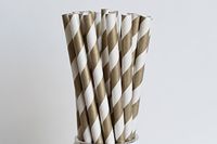 Gold Striped Paper Straws (100)