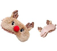 Fellibay Reindeer Eye Blinder Plush Sleep Masks Adjustable Sleep Mask for Winter Night
