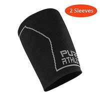 Pure Athlete Technical Thigh Compression Sleeve- Men Women Hamstring, Thigh, Groin, Quad Support Relief (Small, Black - 2 Sleeves)