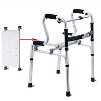 GHzzY Folding Walkers for Elderly & Disabled -Adjustable Walker with Detachable Seat & Wheels - Compact Lightweight & Portable
