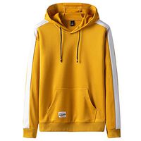 Men Autumn Patchwork Long Sleeve Sweatshirts Hoodies Casual Plus Size Sport Pullover Tops with Pockets Yellow