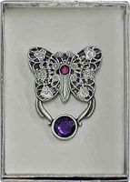 'Jeweled Filigree Butterfly' Eyeglass Holder Magnet Pin - Made in USA (Blue)