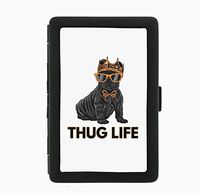 Thug Life Pug Baller Funny Black Cigarette Case Holder Wallet RFID-blocking
