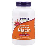 NOW Supplements, Niacin (Vitamin B-3) 500 mg, Flush-Free, Double Strength, Nutritional Health, 180 Veg Capsules
