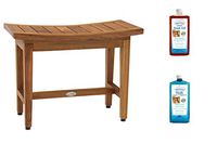 AquaTeak Patented 24" Maluku Lotus Teak Shower Bench & AquaTeak Two-Step Care Kit