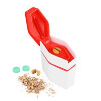 Flexzion Pill Crusher & Cutter, 3-in-1 Medicine Tablet Vitamin Grinder Splitter Organizer w/Storage Container Box, Portable Mini Pill Chopper, for Baby Kids & Elderly, Grinding to Fine Powder, Red