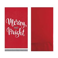 Disposable Holiday Guest Towels Paper Napkins for Bathroom, Set of 2 Packages of 16 (Merry & Bright)