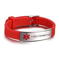 LiFashion LF Stainless Steel Silicone Rubber Chain Medical ID Health Alert Monitoring Systems Type 2 Diabetic Adjustable Bracelet Men Women Kids Monitoring Systems Wristband