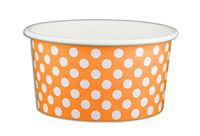 Black Cat Avenue Paper Ice Cream Cups, Polka Dot, Orange, 6 Ounce, 50 Count