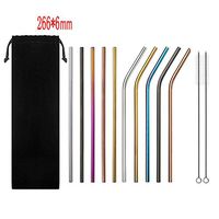Set of 10 Drink Straw Reusable Stainless Steel Straws,Daily Living Drinking Straws,Extra Long 10.5'' Metal Drink Straws for Yeti, Signature,Starbucks Tumblers (5 Straight|5 Bent|2 Brush) (10.5 inch)