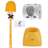 Donald Trump Toilet Brush Toilet Paper Bundle Funny Political Gag Novelty Item(Holder Included) (Yellow)